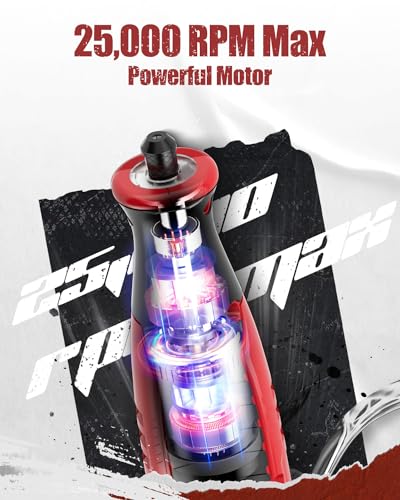 AVID POWER 8V Cordless Rotary Tool 5 Speeds Dog Nail Grinder 4 LED Lights - color: Red