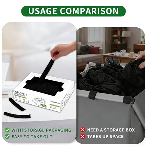 50/100/200 Pack Non-Woven Shoe Covers Disposable for Indoors - color: Black