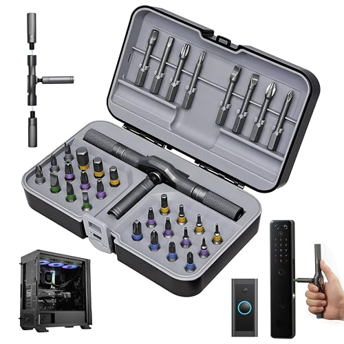 32-in-1 Magnetic Ratchet Screwdriver Set with Removable T-Handle