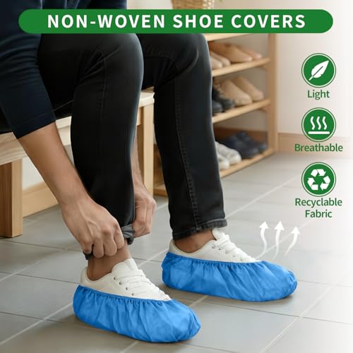 50/100/200 Pack Non-Woven Shoe Covers Disposable for Indoors - color: Blue