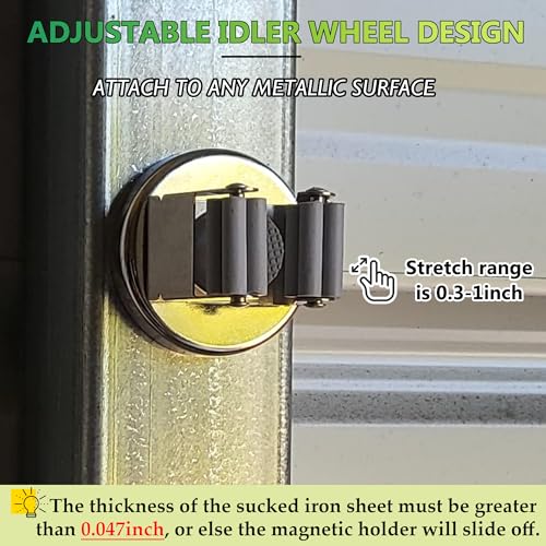 ULIBERMAGNET Magnetic Mop Broom Holder, Heavy Duty Movable Magnetic Mounted Utility Storage Mop Shovel Hanger for Garage, Kitchen, Laundry, Garden (2 Pack/Silver) - style: 10LB 2PCS Silver Magnetic Mop Holder