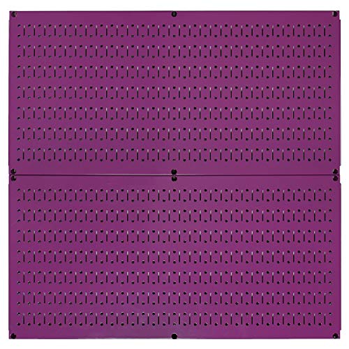 Wall Control Pegboard Rack Horizontal Metal Pegboard Garage Tool Storage Pack - Two 32-Inch Wide x 16-Inch Tall Easy To Install Peg Boards (Purple) - color: Purple
