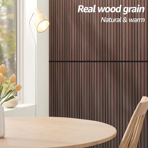 Art3d 48 x 6 in WPC Wood Slat Wall Panels, 3D Wall Accents, 16-Pack, Walnut | Real Wood Grain, Durable, Water Resistant, Wear-Resistant, No Emission, Eco-Friendly, Easy to Care, for Living Room, Bedroom - color: Walnut, size: 48" * 6"