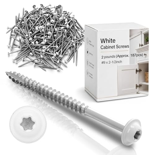 Frienda 2 Pound White Cabinet Screws Bulk #9x2-1/2'' Approx. 187 Pcs - color: Silver, size: #9x2-1/2 Inch