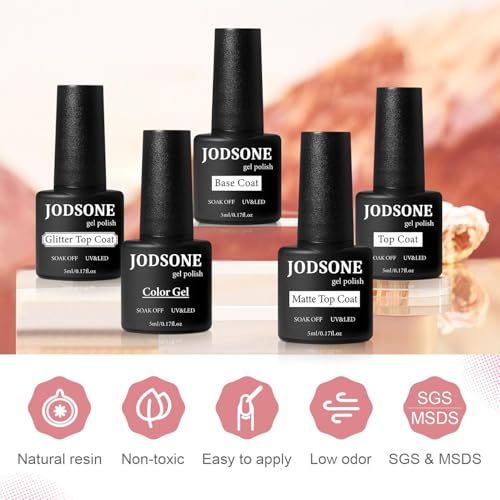 JODSONE 36 PCS Gel Nail Polish Starter Kit U V Light and Dark Series Gel Nail Set No Wipe Base Matte and Glossy Top Coat All Kinds of Manicure Tools - color: KIT-11