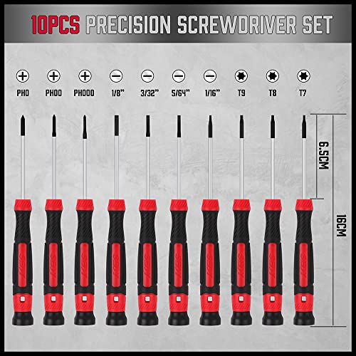 11-Piece Precision Screwdriver Set - Magnetic Mini Screwdrivers for Eyeglasses, Watches, Computers, Laptops, Phones - Phillips, Slotted, Torx, Non-Slip Handle, Portable Storage Bag Included - color: 11 Pcs Precision (Electronics)