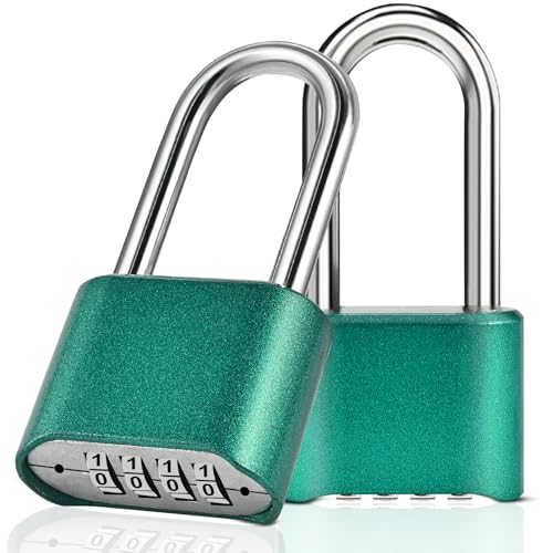 Faburo 2pcs Combination Lock, 4-Digit Heavy Duty Combo Lock - color: 2pcs-Long-Green