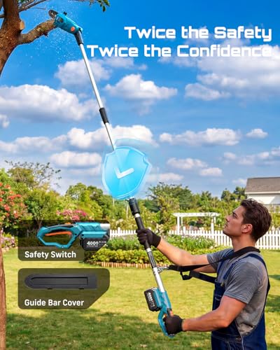 SEESII 21V 8-Inch Electric Pole Saw, Battery & Charger Included - color: True Blue