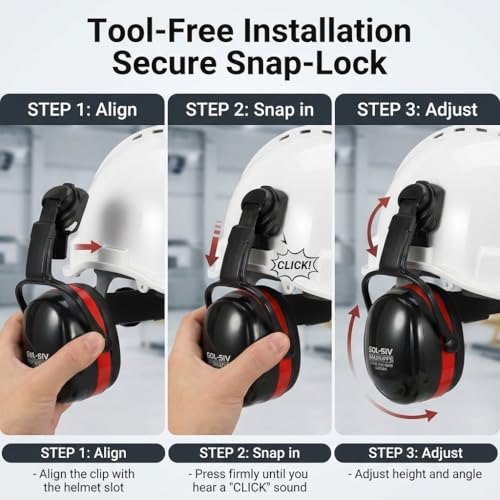 32dB Ear Muffs for Hard Hats, Safety Hearing Protection, Black - style: A30hfm