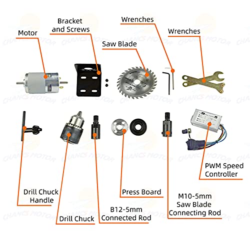 CHANCS Circular Saw Machine 775 DC Electric Motor DC 24V 12000RPM Dual Output Shaft DIY Saw Drill with PWM Speed Controller - color: 775 6000/12000rpm Double Shaft Set+pwm