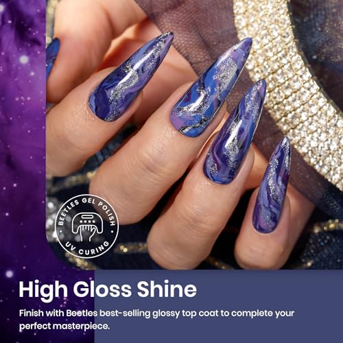 Beetles Purple Gel Polish Set, 6Pcs Purple Blue Gel Polish Silver Glitter - color: A - Purple Blue Silver | Lost Universe