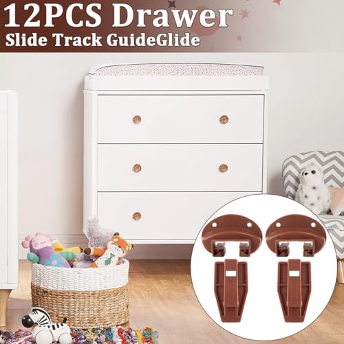 12 Set Drawer Guide Kit, Enhanced Commercial Slide Style Drawers for Kenlin Rite-Trak II 168, Vaughan Bassett, Legacy, Replacement Dresser Drawer Slides Repair Kit with Roller (12 Pack) - style: Drawer Slides 12 Pack