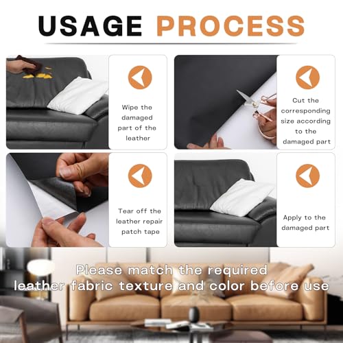 Leather Repair Patch, Leather Repair Tape for Furniture Brown - color: Brown, size: Litchi Grain 4 x 63 In