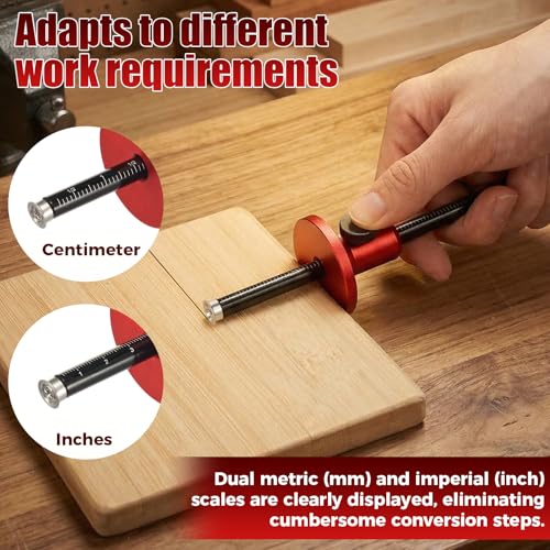 Wheel Marking Gauge, Micro-Adjustable Woodworking Marking Tool with Dual Metric & Imperial Scales, Solid Aluminum Alloy Scribe Gauge for Precision Joinery & Carpentry