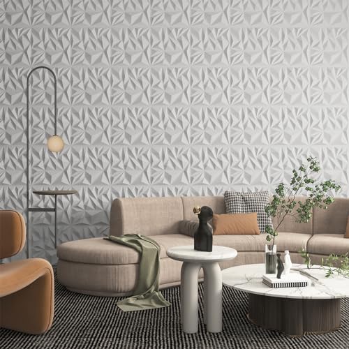 Art3d 33-Pack Modern Diamond Textured 3D Wall Panels, 12 x 12 in, White - color: White, size: 12x12 Inch 33 pcs
