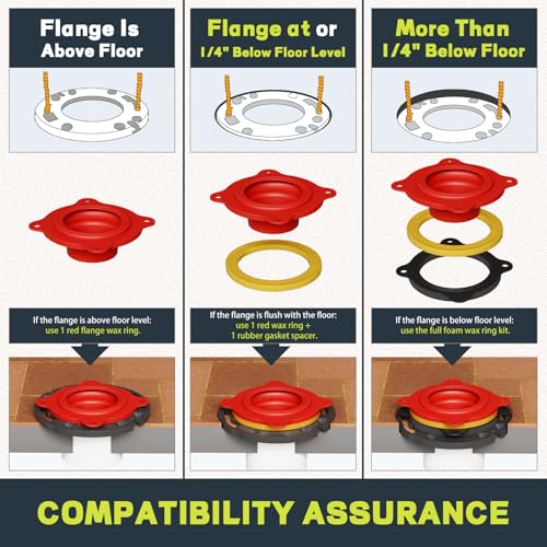 Toilet Flange Repair Kit & Elastic Wax Ring with Caulk Tape, Universal Fit - style: TF02-RI Flange Kit