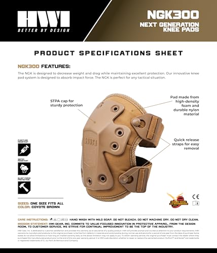 HWI Gear Next Generation Knee Pad for Protection: Combat, Mechanics, Construction, Hunting, Landscaping, Outdoor Survival, Heavy Duty Industrial Grade, Adjustable - color: Coyote Brown - Knee Pads