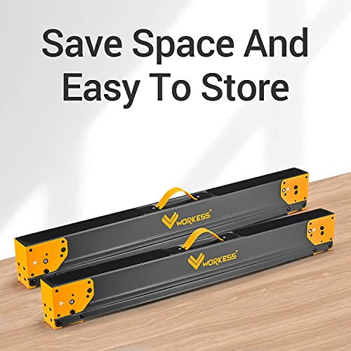 WORKESS Saw Horses 2 Pack Folding, Heavy Duty Sawhorse Table 2600 Lbs Load Capacity with 2x4 Support Legs, Portable Folding and Fast Open Legs and Easy Grip Handle for Woodworking.