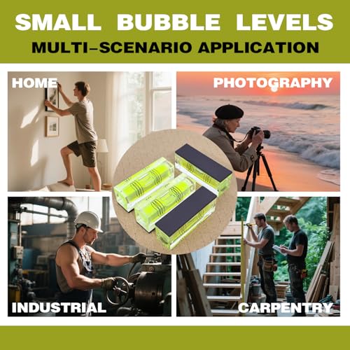 4-Pack Magnetic Mini Bubble Levels, 52 mm, Three-Line Vials