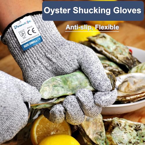 Dowellife Cut Resistant Gloves Food Grade Level 5 Protection, Safety Kitchen Cuts Gloves for Oyster Shucking, Fish Fillet Processing, Mandolin Slicing, Meat Cutting and Wood Carving. (Large-3 Pairs) - size: Large (Pack of 3), style: Original