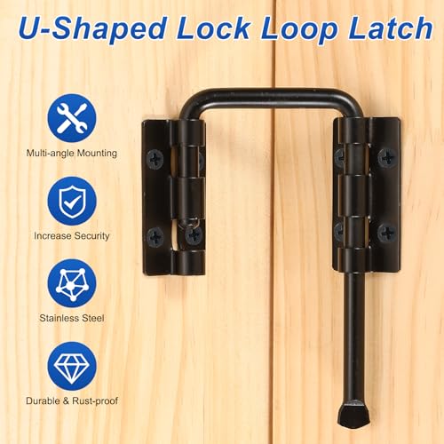 PATIKIL Patio Sliding Door Loop Lock 2-2/5" Black 3 Set for Window/Screen - color: Black