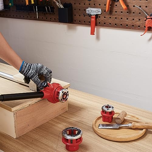 VEVOR Ratchet Pipe Threader Kit with 3 Dies, 1/2" NPT, 3/4" NPT, 1" NPT Ratcheting Pipe Threading Tool, Portable Pipe Threader Set with Storage Case for Plumbing Installation and Repair - size: 1/2" - 1”
