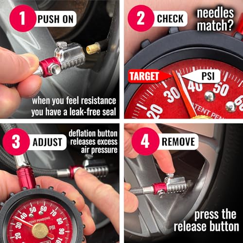 SKÖG Chuck Mates Platinum Tire Pressure Gauge 0–100 PSI Analog | Accurate PSI readings ANSI B40.1 | Second needle marks your target | Designed in the USA, made in Taiwan