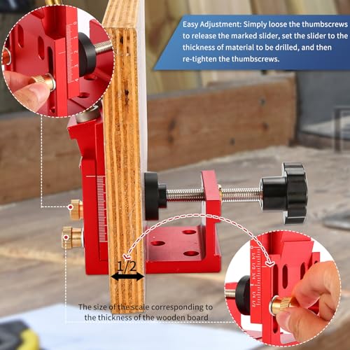 Pocket Hole Jig Kit - Metal Drilling Locator - Woodworking Joint Angle Guide Tool - Pocket Screw Jig System with Depth Setting Collar and 2 Carbon Steel Drill Bit (Pocket Hole Jig Kit)
