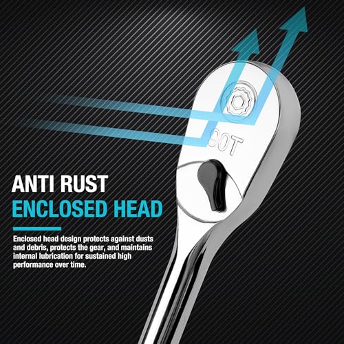 DURATECH Extra Long Handle 1/4-Inch Drive Ratchet, 90-Tooth Ratchet Wrench - size: 1/4" with 8" handle
