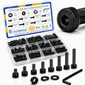 176PCS M6 Screws Assortment Kit, M6x8/10/12/16/20/25/30/35mm Hex Socket Head Cap Bolts Nuts & Washers Set, 12.9 Alloy Steel Black Oxide, M6 Screw Anti-Rust - size: M6 176pcs