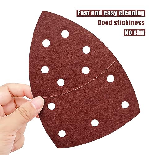 50 PCS Mouse Detail Sander Sandpaper, 180 Grit Palm Sander Sandpaper 11 Holes Hook and Loop Sander Pads Triangular Sanding Sheets Abrasive Sanding Paper for Mouse Sander - size: 180 Grit