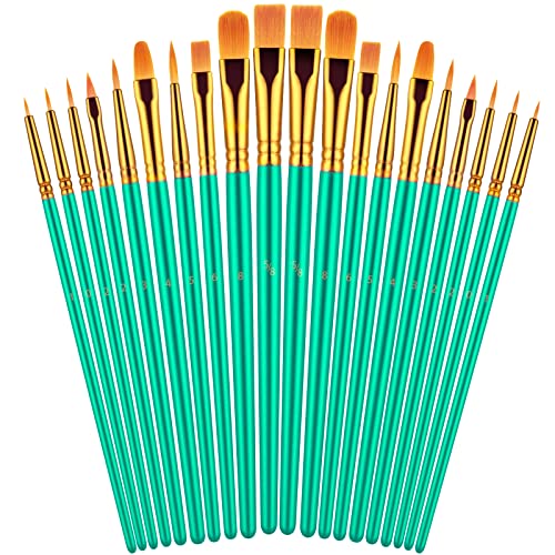 Artstorys Paint Brushes Set, 20 Pcs Acrylic Oil Watercolor Painting Brushes - color: Green
