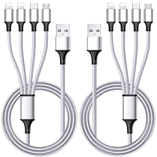 Multi Charging Cable, Multi USB Cable Universal 4 in 1 Multiple USB Cable - color: Silver