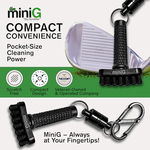 Grooveit Mini Golf Brush The Small MiniG 'Dry Scrubber' Features A Detachable Magnet, Heavy-Duty Nylon Bristles, and 3-Yr Warranty - Used On All Professional Golf Tours - Golf Accessory of 2023 - color: Black