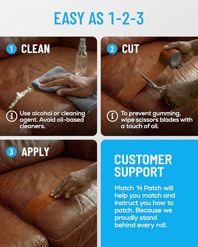 MATCH 'N PATCH Whiskey Leather Repair Tape, 2.25" x 15' for Furniture - color: Whiskey, size: 2.25" x 15'