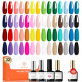modelones Nude Gel Nail Polish Set Glitter 32PCS 28Colors Red Blue Green - color: A1-Rainbow