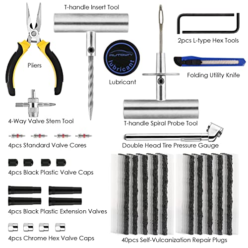 AUTOWN Flat Tire Repair Kit 68pcs, Heavy Duty Tire Plug Kit to Fix Puncture - size: 67pcs