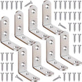 8 Pcs L Bracket 2 Inch Stainless Steel Corner Braces, 50x50mm Heavy Duty Shelf Bracket for Wood, Shelves, 90 Degree Support Joint Right Angle Brackets - size: 8PCS-Silver 50*50mm/2*2in