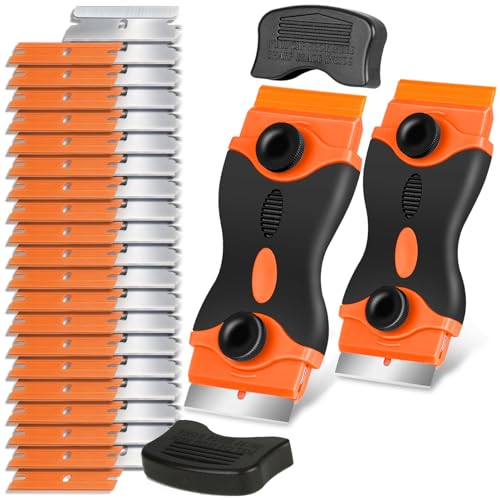 Razor Blade Scraper Tool - Razor Scraper with 40 Metal & Plastic Blades - color: Orange
