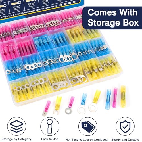 ZQZ 128Pcs Heat Shrink Marine Wire Connectors Assortment Kit, Waterproof - size: Heat Shrink