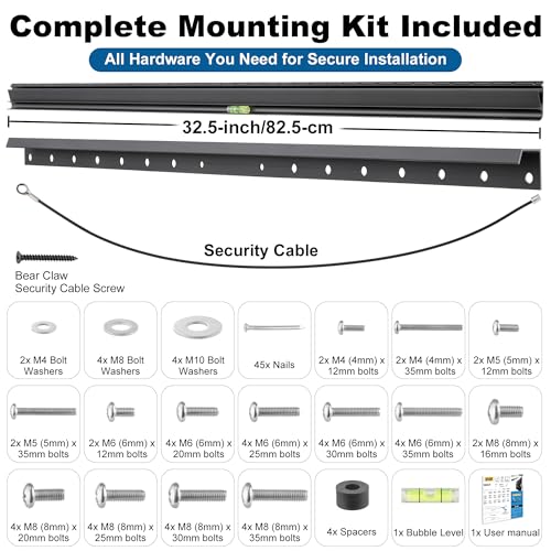 No Stud Drywall TV Wall Mount for 32-100 inch Extra Large TVs up to 180 lbs - size: Fit 32 to 100 inches TVs, style: 1 SET