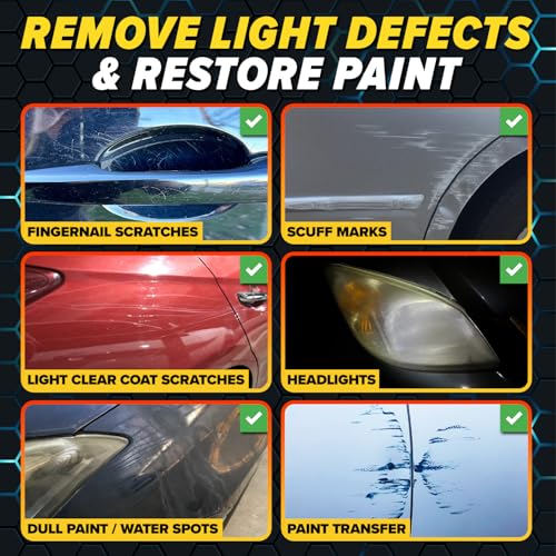 Carfidant Scratch & Swirl Remover with Ceramic Silk – Car Scratch Remover for Vehicles Paint Repair with Ceramic Coating Spray – Polishing & Washing Kits with Applicator Pad & Microfiber Towel - style: Scratch Remover + Ceramic Silk