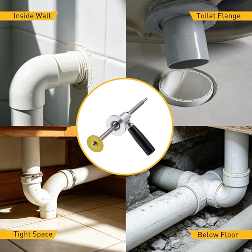 Internal Pipe Cutter, Pipe Cutter Tool with Diamond Grits Cutting Wheel Pipe with Handle, Stainless Steel Plumbing Inside Plastic Hose Cutting Tool for Drill 1/2 to 8 Inch, 7" Adjustable Cutting Depth