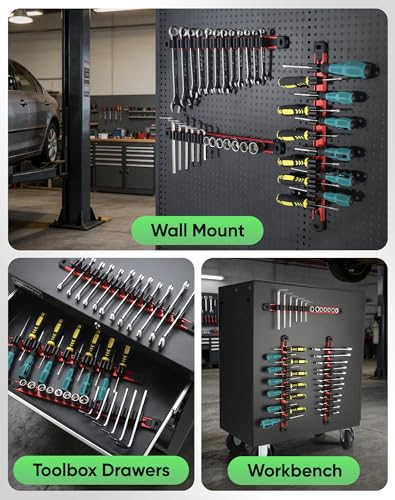 ALOANES Magnetic Screwdriver Organizer 36-Slot Red 3PC for Toolbox - color: Red