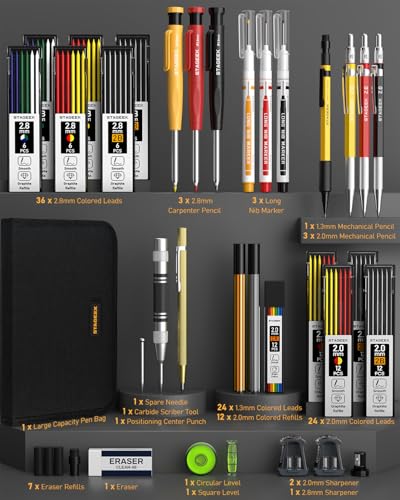 STAGEEK 34 Pack Carpenter Pencils with Sharpener