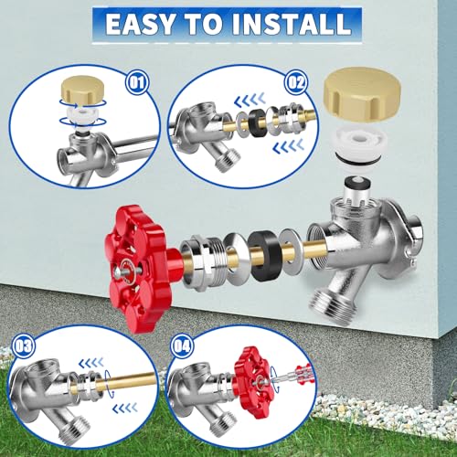 Outdoor Faucet Repair Kit, ASSE 1019-A Vacuum Breaker Outside Faucet Repair Kit, Vacuum Breaker and Handle Replacement Kit for Anti-Siphon Frost-Free Sillcock Valves, Wall Hydrant Complete Service Kit