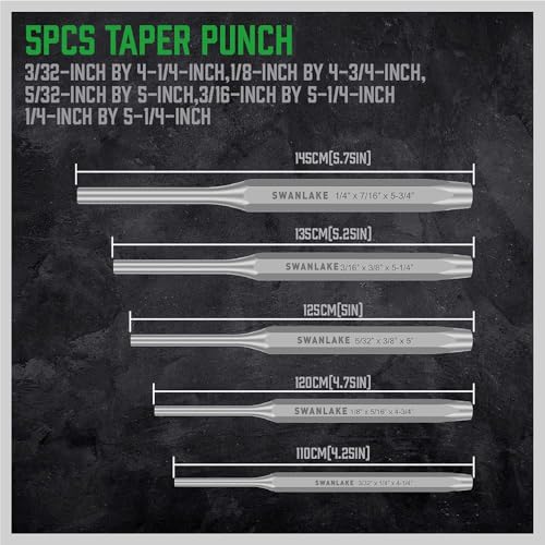 16-Piece Precision Punch & Chisel Set - Taper Punch, Pin Center Punch, Cold Chisels & Gauge for Versatile Applications - size: 16PCS