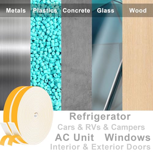 Strong Adhesive Foam Door Seal, Easy Install, 33Ft Bulk Pack - color: White, size: 1 In x 1/8 In x 33Ft