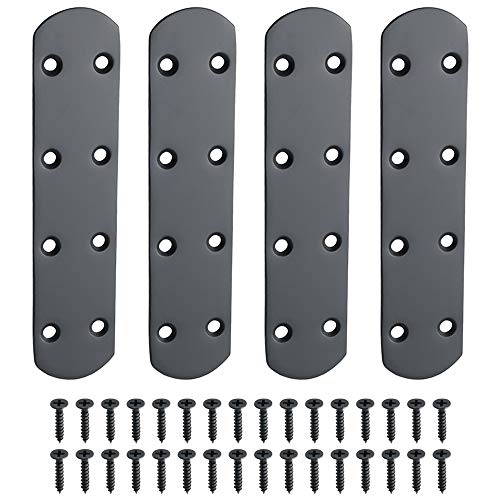 Alise 4 Pcs Black Flat Mending Plates for Wood Furniture, 6-1/2 Inch - color: Matte Black, size: 165mmX38mm