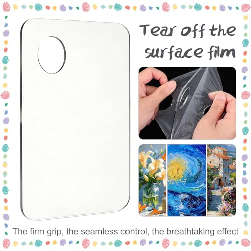 Hulameda 2Pcs Acrylic Clear Paint Palette with Thumb Hole,11.8 x 7.9In - color: Clear-2pcs-11.8*7.9inch